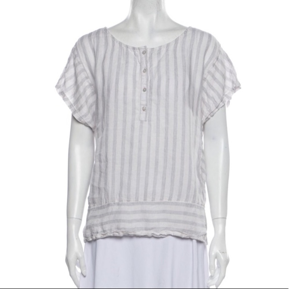 CHRISTIAN SIRIANO Linen Striped Blouse